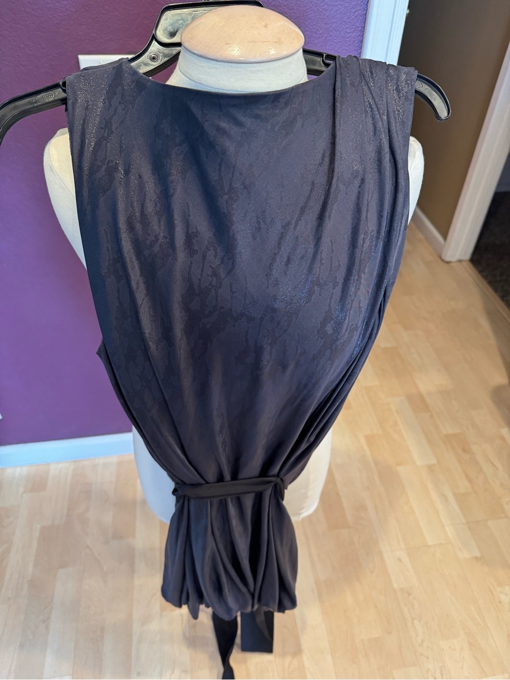 AllSaints Black Draped Sleeveless Jersey Dress - Picture 5 of 6